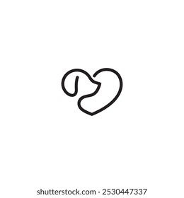 Minimalist Heart Shaped Dog Logo Design for Animal Lovers