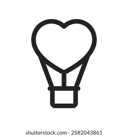 Minimalist Heart Shaped Hot Air Balloon Outline Logo Design