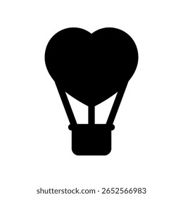 Minimalist Heart Shaped Hot Air Balloon Black Color Logo Design