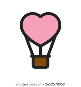 Minimalist Heart Shaped Hot Air Balloon Flat Color Logo Design