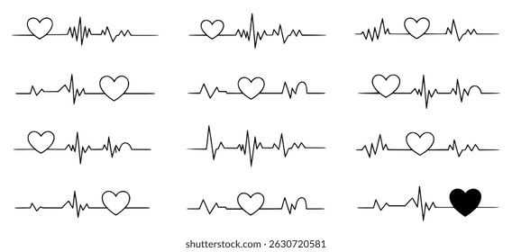 Minimalist heartbeat ekg line art