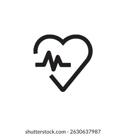 Minimalist heartbeat icon in black outline.