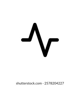 Minimalist Heartbeat Line Icon in Black Vector