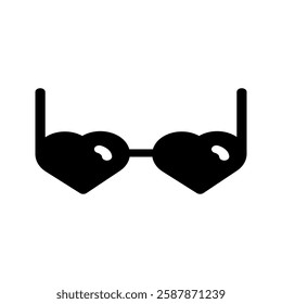 Minimalist heart-shaped glasses icon with a bold look. Great for love, fashion, and festive themes.