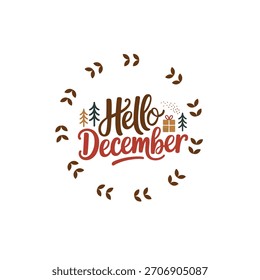 Tipografia minimalista de Hello December com elementos de inverno
Festivo Hello dezembro Gráfico de letras à mão em tons terrosos
Hello Winter Hand Lettered Typography with Botanical Wreath (em inglês)



