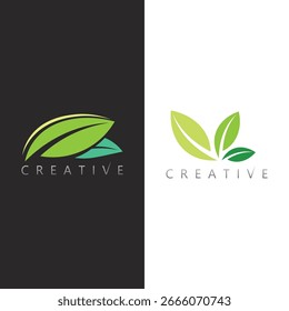 Logotipo de Vector de hojas de hierbas minimalista que simboliza la curación natural y el estilo de vida de bienestar holístico