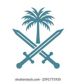 Minimalist Heritage Symbol with Palm and Swords.