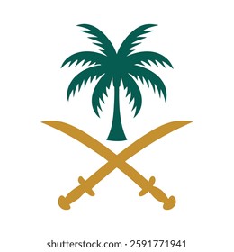Minimalist Heritage Symbol with Palm and Swords.
