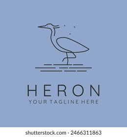 minimalist heron line art logo vector symbol illustration design