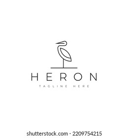 minimalist heron line vector logo design