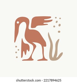 minimalist heron with pastel color vintage
