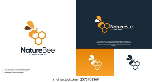 minimalist hexagon honey bee, insect worker, natural product, vector graphic illustration.