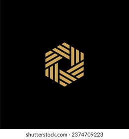 Minimalist hexagon line logo vector image