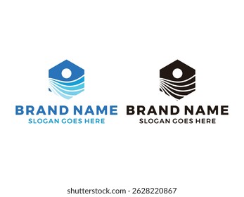 minimalist hexagon shapes wave symbol icon design vector isolated on transparent background