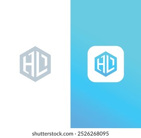 Logotipo de marca de letras HL hexagonal minimalista