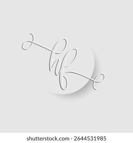 Minimalist HF Letter Monogram in Script Font with Paper Cutout Effect 