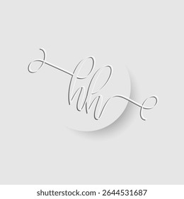 Minimalist HH Letter Monogram in Script Font with Paper Cutout Effect 