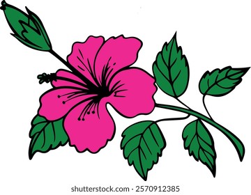 Minimalist Hibiscus Flower Silhouette Vector