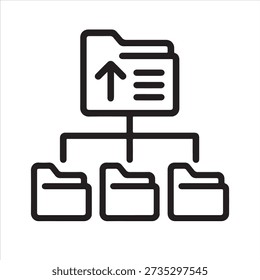 Minimalist Hierarchical Folder Structure Icon Showing Parent Directory with Subfolders for Data Organization and File Management