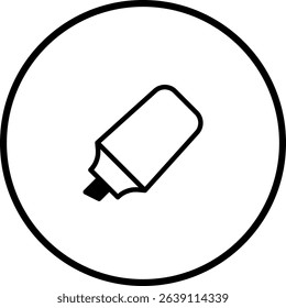 Minimalist highlighter icon inside a circle illustration for graphic design purpose