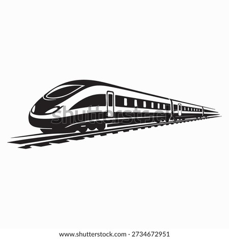 Minimalist High-Speed Train Black and White Vector Illustration