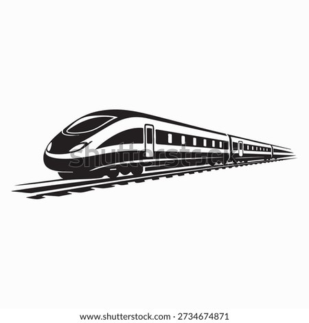 Minimalist High-Speed Train Black and White Vector Illustration