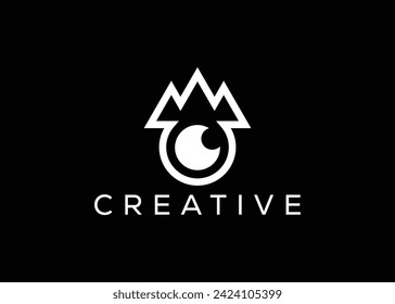 Minimalist hill camera logo design vector template. Creative modern adventure photoshoot logo