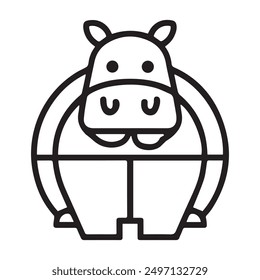 Minimalist hippo logo vector featuring simple line art design. Perfect for branding, logos, and animal-themed projects. Clean and modern style ideal for business and creative use.