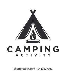 Minimalist hipster bonfire vector logo