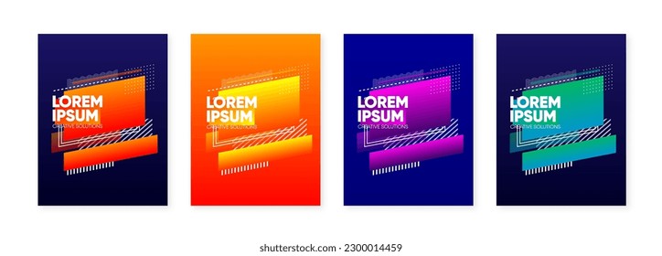 Minimalist hipster colored frame design. Geometric halftone line gradient. Frame for text and design. Modern art graphic. Design of gift cards, flyers and brochures. Vector Illustration.