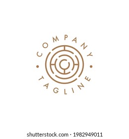 Plantilla de logotipo minimalista e hipster con laberinto.
