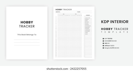 Minimalist Hobby Tracker Bullet Journal Printable Template With this user-friendly Monthly Habit Tracker Page, Daily Wellness Journal