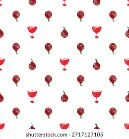 A minimalist holiday pattern repeats classic Christmas motifs. 