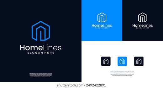 Diseño minimalista del logotipo del edificio del hogar. Icono de bienes raíces logo diseño inspiración