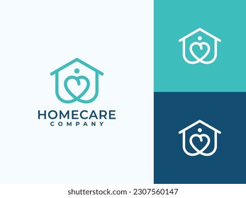 minimalist home care logo design, love symbol,