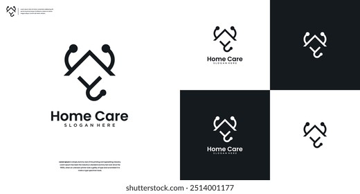 Minimalist Home Care logo. Medical House Logo Design Template.