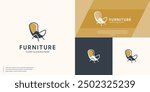minimalist home furniture with futuristic chair concept, simple elegant style, logo vector template.