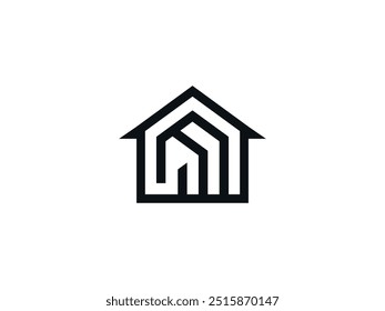 Minimalistisches Home-Symbol-Logo. Modernes Design. Optimiertes Logo für Immobilien. Ikonisches Luxus-Home-Branding für High-End-Inneneinrichtungen. Architektonische Eleganz. Raffinierte Einfachheit. Zeitloses Logo für Elite-Marken.