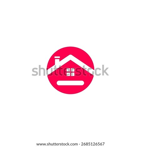 Minimalist Home Icon in Red Circle