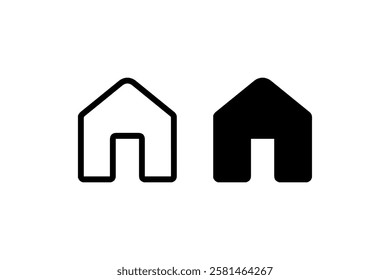 Minimalist Home Icons in Black and White Vector