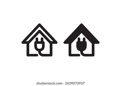 Minimalist home icons: black and white house symbol with lock elements.