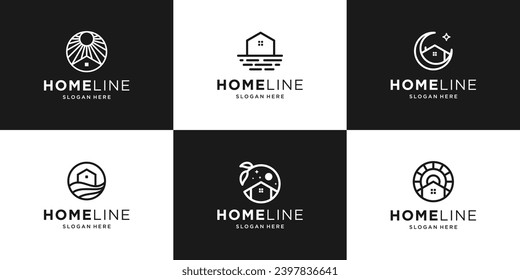 Minimalist home line logo design collection.