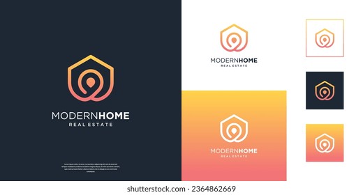 Minimalist home location real estate logo design template