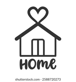 Minimalist Home Logo with Heart Symbol.
