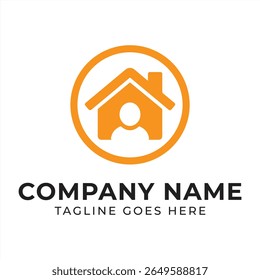 Minimalist Home and Person Logo Design Real Estate and Community Services Emblem