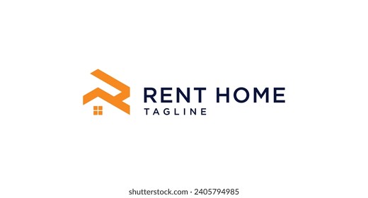 Minimalist home rent real estate logo design template