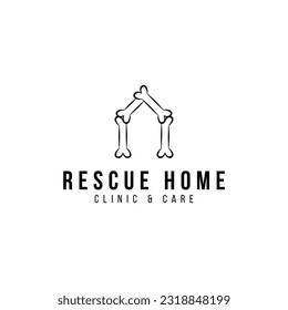 minimalist home rescue sign logo business vector design template for kitty, dog, puppy and wild life, modern rescue animal home logo design vector illustration isolated on white  