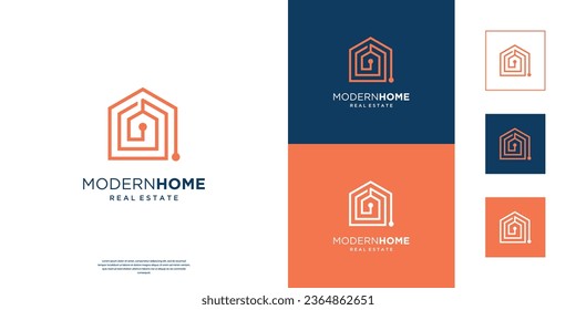 Minimalist home tech logo design template. Real estate logo vector
