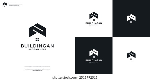 Modelo minimalista de design de logotipo técnico da casa