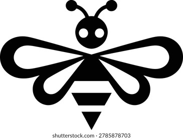 Minimalist honey bee vector icon isolated on white background for organic product branding and corporate logo design